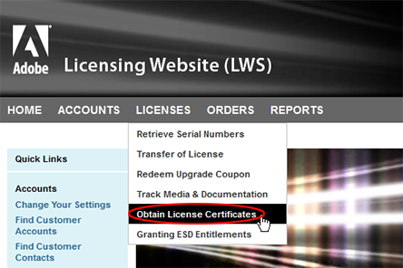 Choose Licenses, Obtain License Certificates