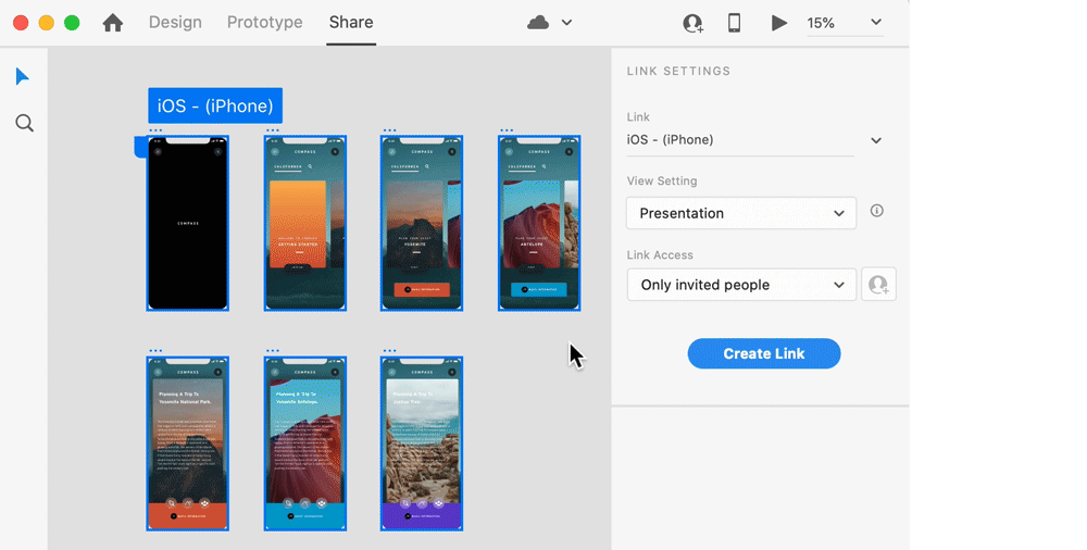 Create-Public-link---Multiple-flow Create and share a public link using a Design Review preset