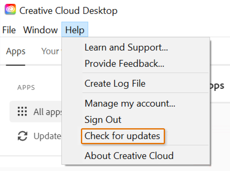 Click Check for updates.