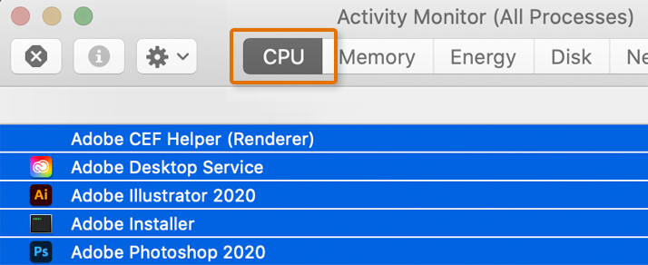 Click the CPU tab on Activity Monitor.