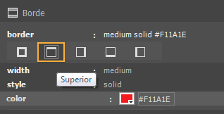 Definición del color de borde de la parte superior Definición del color de borde de la parte superior