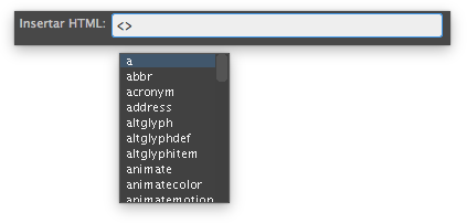 Quick Tag Editor en modo Insertar HTML Quick Tag Editor en modo Insertar HTML