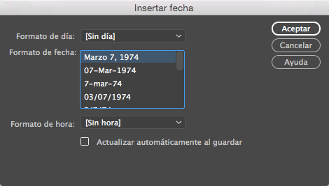 Insertar fecha Insertar fecha
