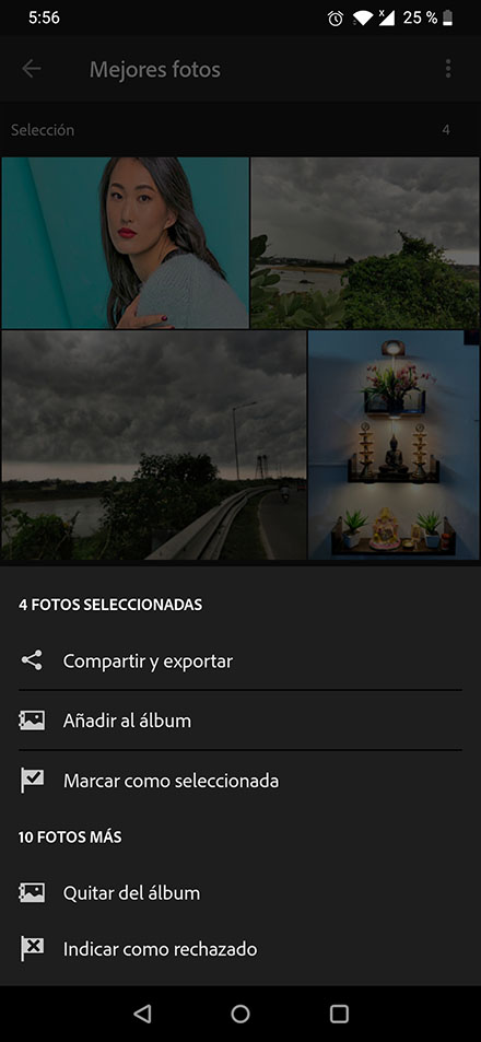 Opciones del menú Mejores fotos Opciones del menú Mejores fotos