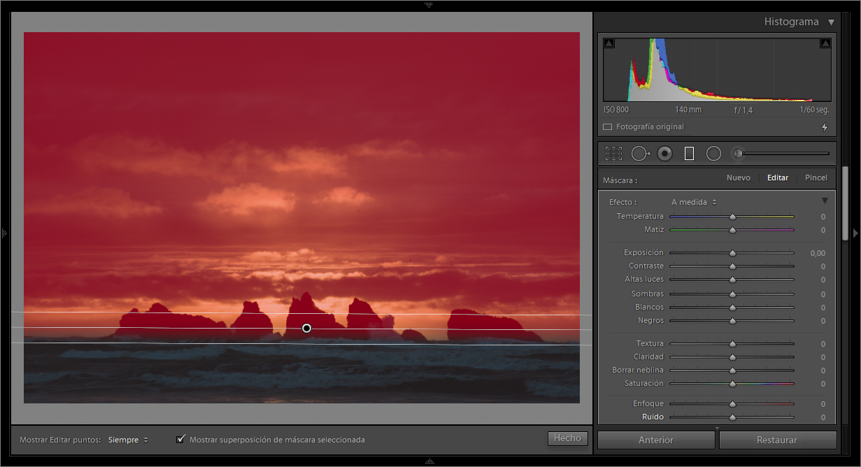 LRM-step2 Filtro graduado que cubre el cielo entero en la fotografía