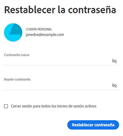 Introducir la contraseña nueva