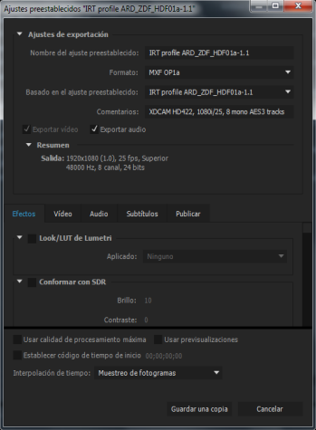 Configuración de ajustes preestablecidos