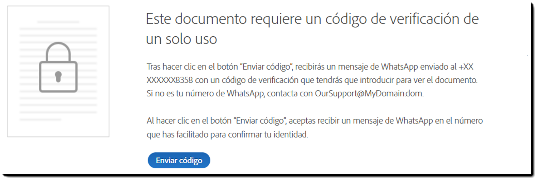 sms_challenge_page Solicitud de autenticación de correo electrónico de WhatsApp