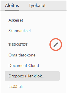 Online-tilien Muokkaa-painike