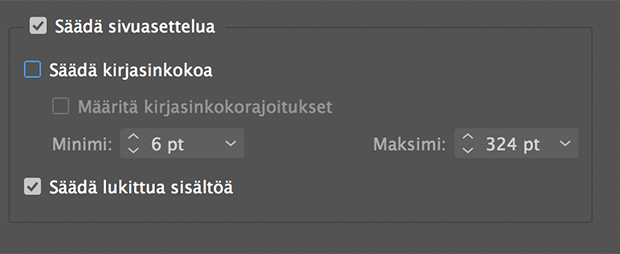 Säädä sivuasettelua