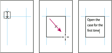 Uuden tekstikehyksen luominen vetämällä