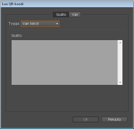 Luo QR-koodi -valintaikkuna