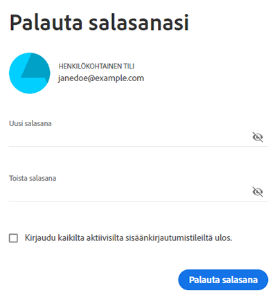 Anna uusi salasana