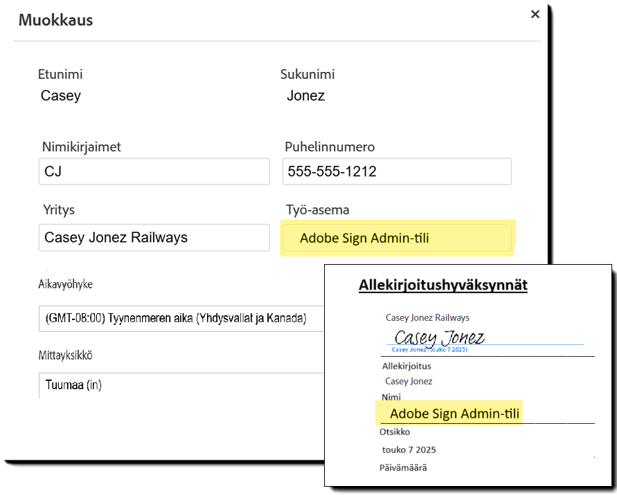 edit_-_title_-_pair Käyttäjäprofiili, jossa Titteli-kenttä on korostettuna