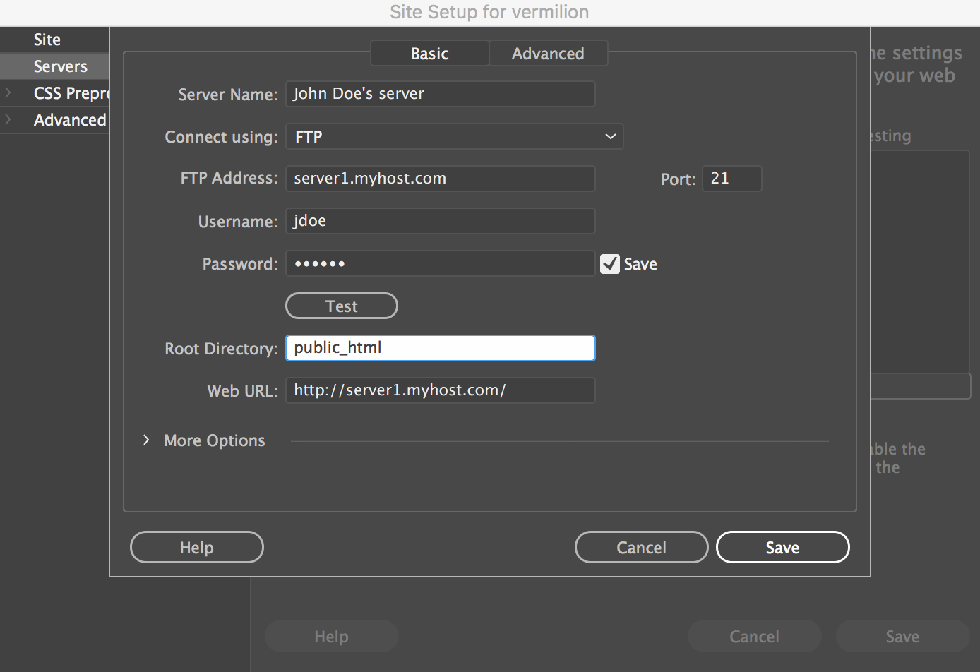Configuration de connexions FTP