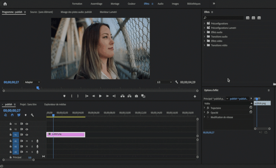 Faire glisser l’effet de recadrage automatique vers un clip