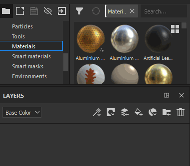 Drag a Material from the Asset panel into the Layer Stack