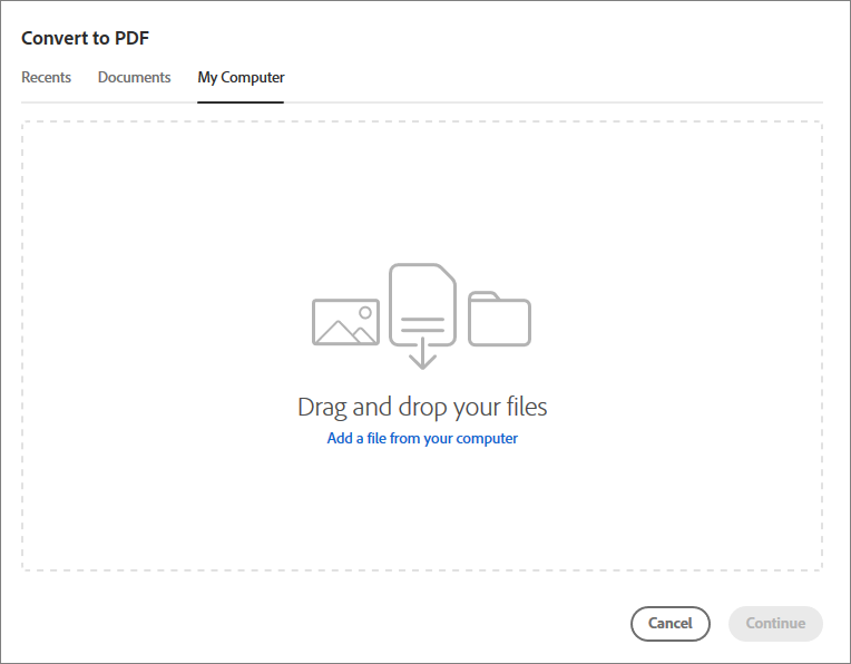 Selezionare un file dal computer