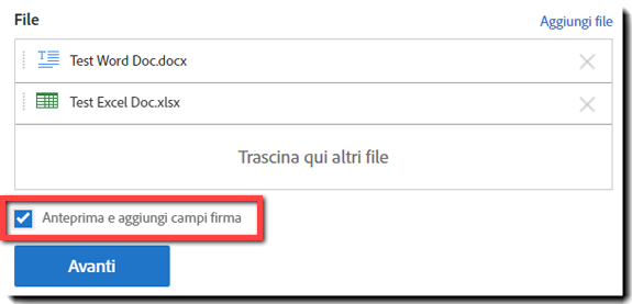 L'opzione Anteprima è attivata