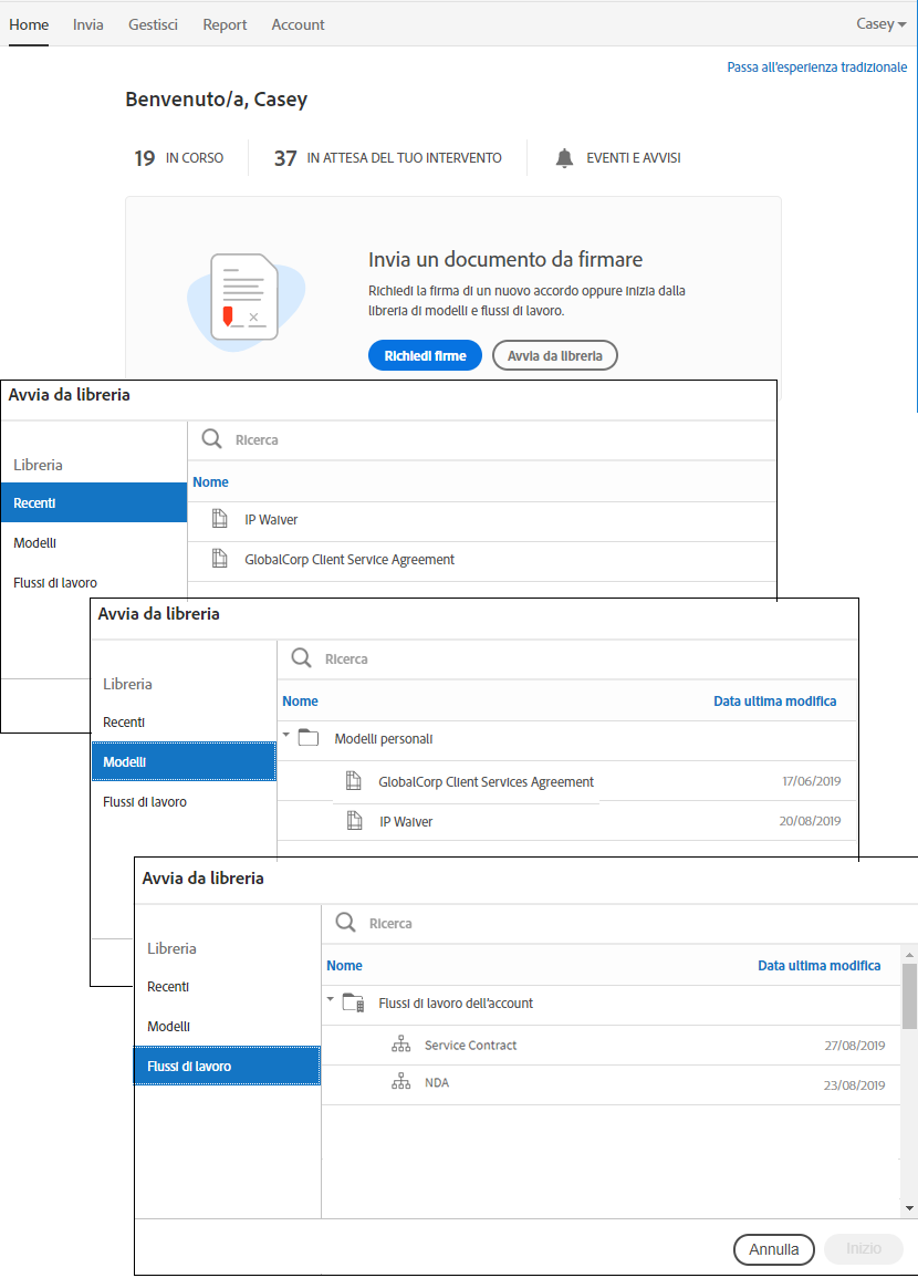 Allegare un modulo dalla pagina Home