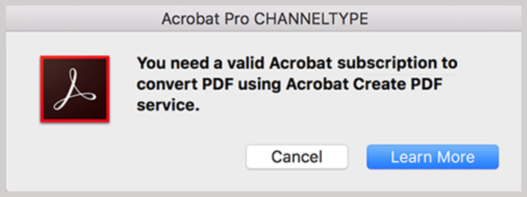 PDF に変換するには、Acrobat サブスクリプション版が必要です
