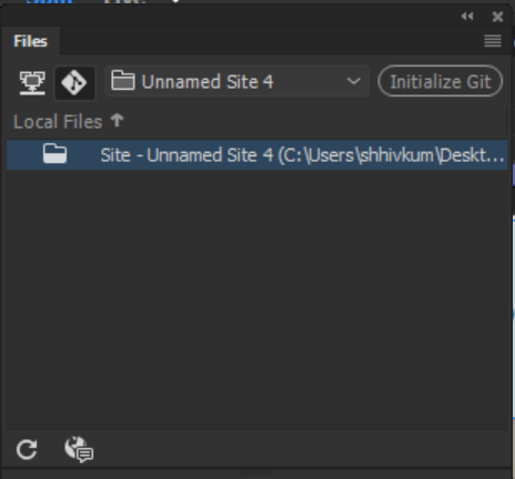 ファイルパネルで Git リポジトリを初期化する