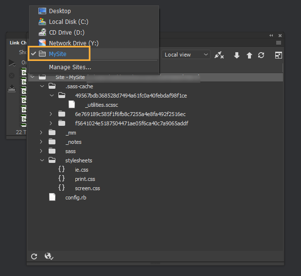 既存の Dreamweaver サイトを開く 既存の Dreamweaver サイトを開く