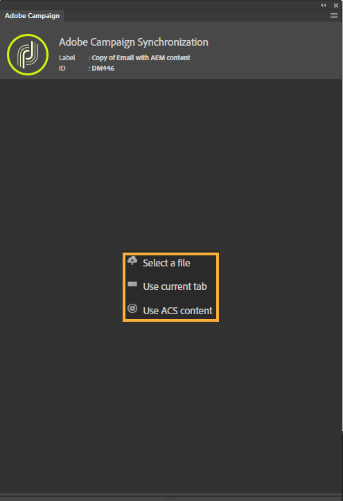 Dreamweaver で Adobe Campaign テンプレートを開く