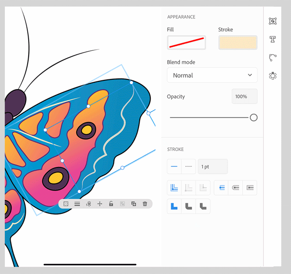 proteus-stroke-panel-butterfly1 プロパティパネルを使用した線の適用
