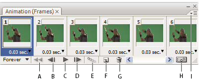 アニメーションパネル(フレームモード) Photoshop アニメーションパネル(フレームモード)