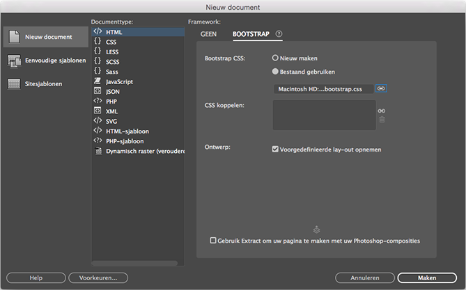 Bootstrap-documenten maken met bestaande frameworkbestanden Bootstrap-documenten maken met bestaande frameworkbestanden