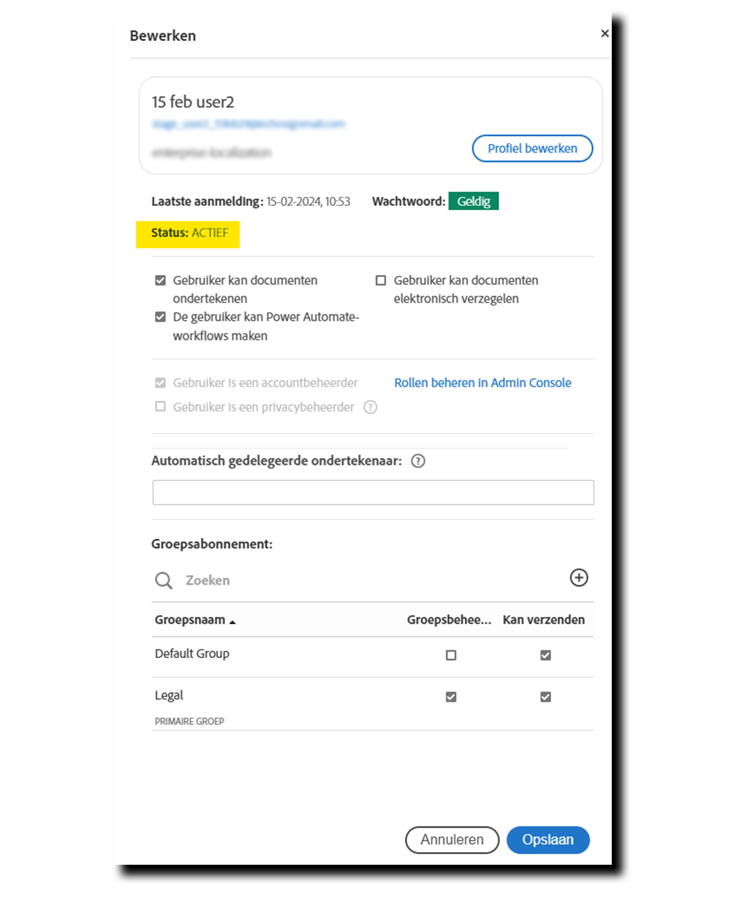 edit_-_status Gebruikersprofiel met de gebruikersstatus gemarkeerd