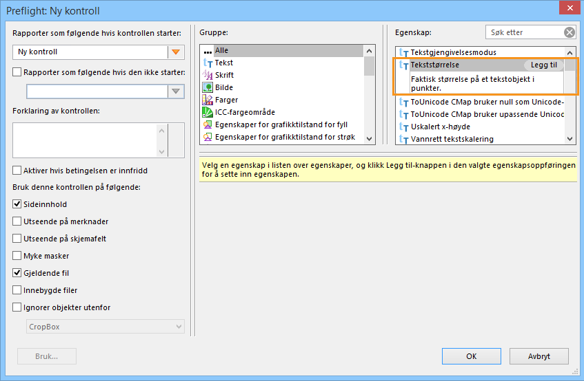 Preflight: Ny kontroll