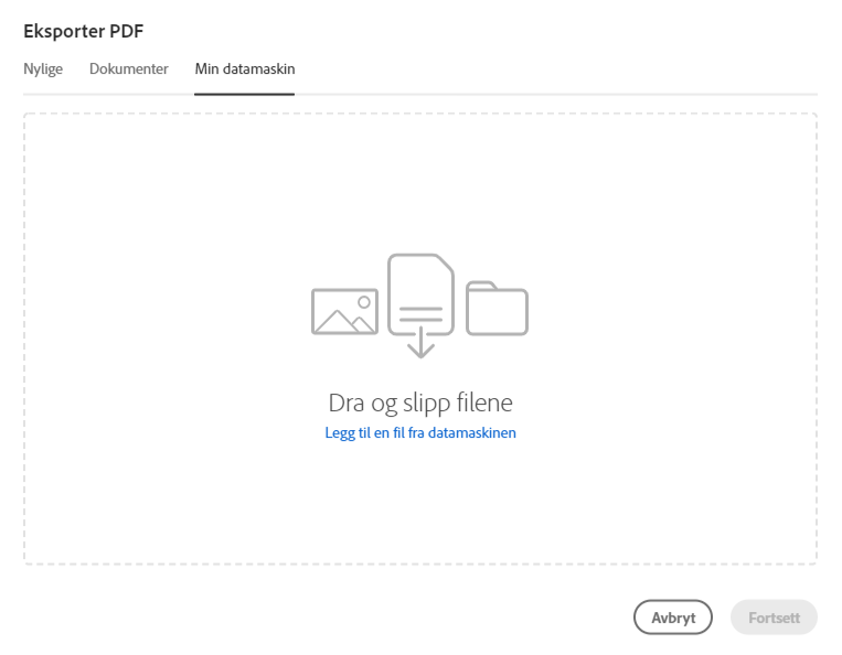 Velge en fil på datamaskinen