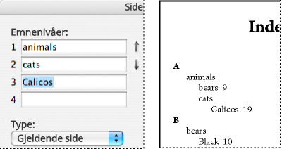 Stikkordregisteroppføringer