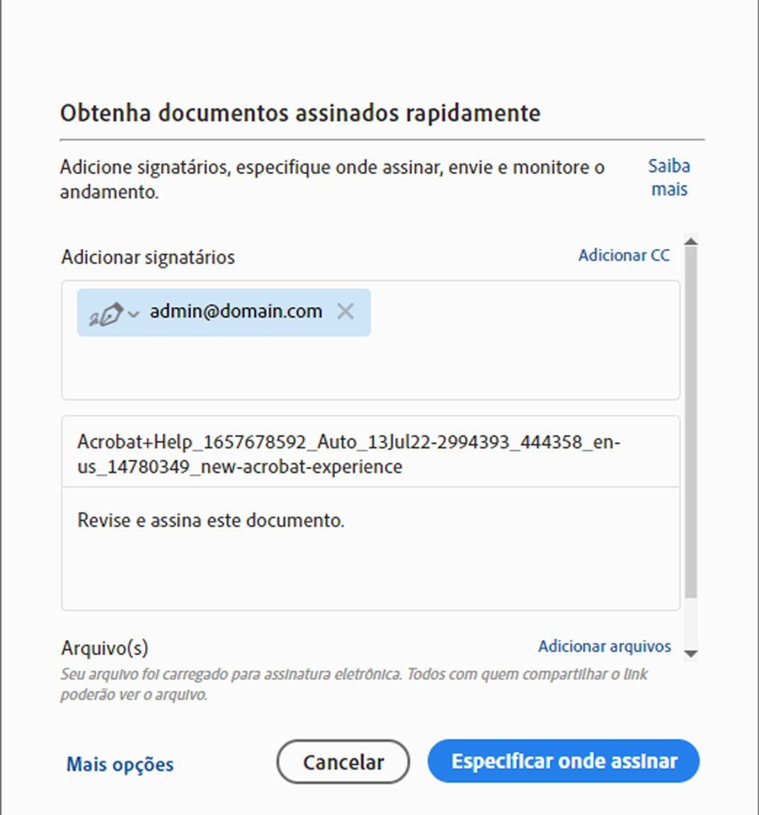 Adicionar destinatários