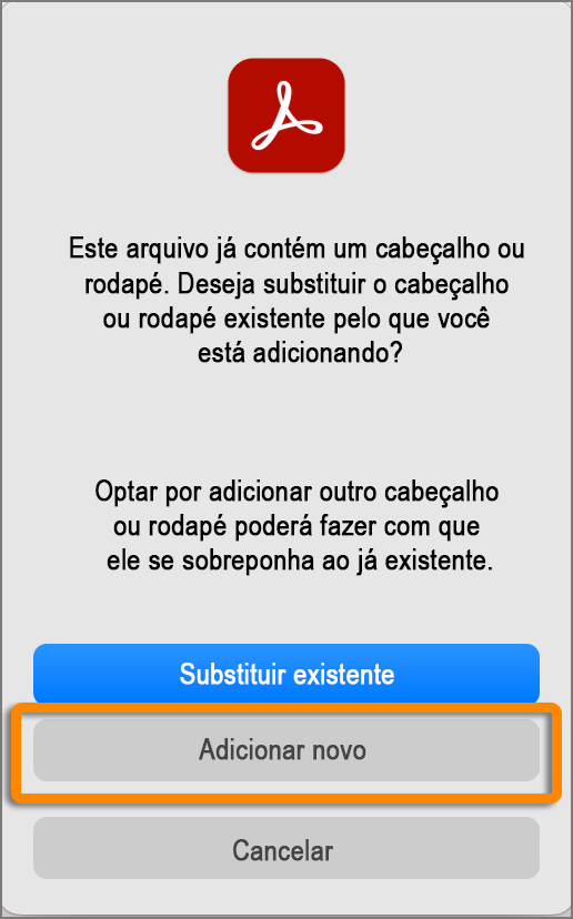 Adicionar novo cabeçalho e rodapé