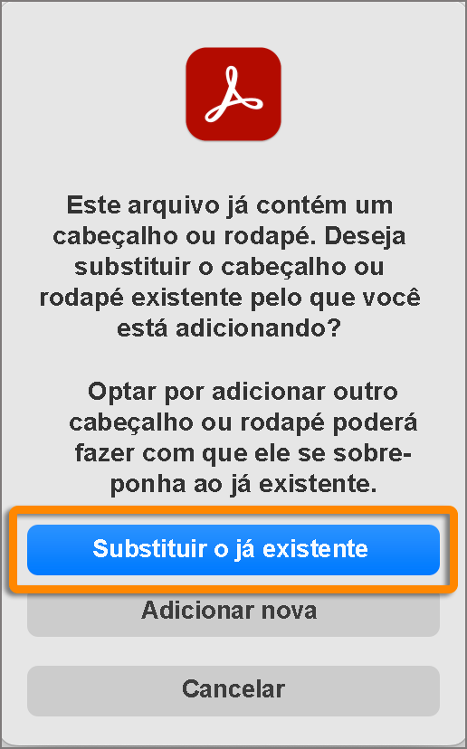 Substituir cabeçalho e rodapé existentes