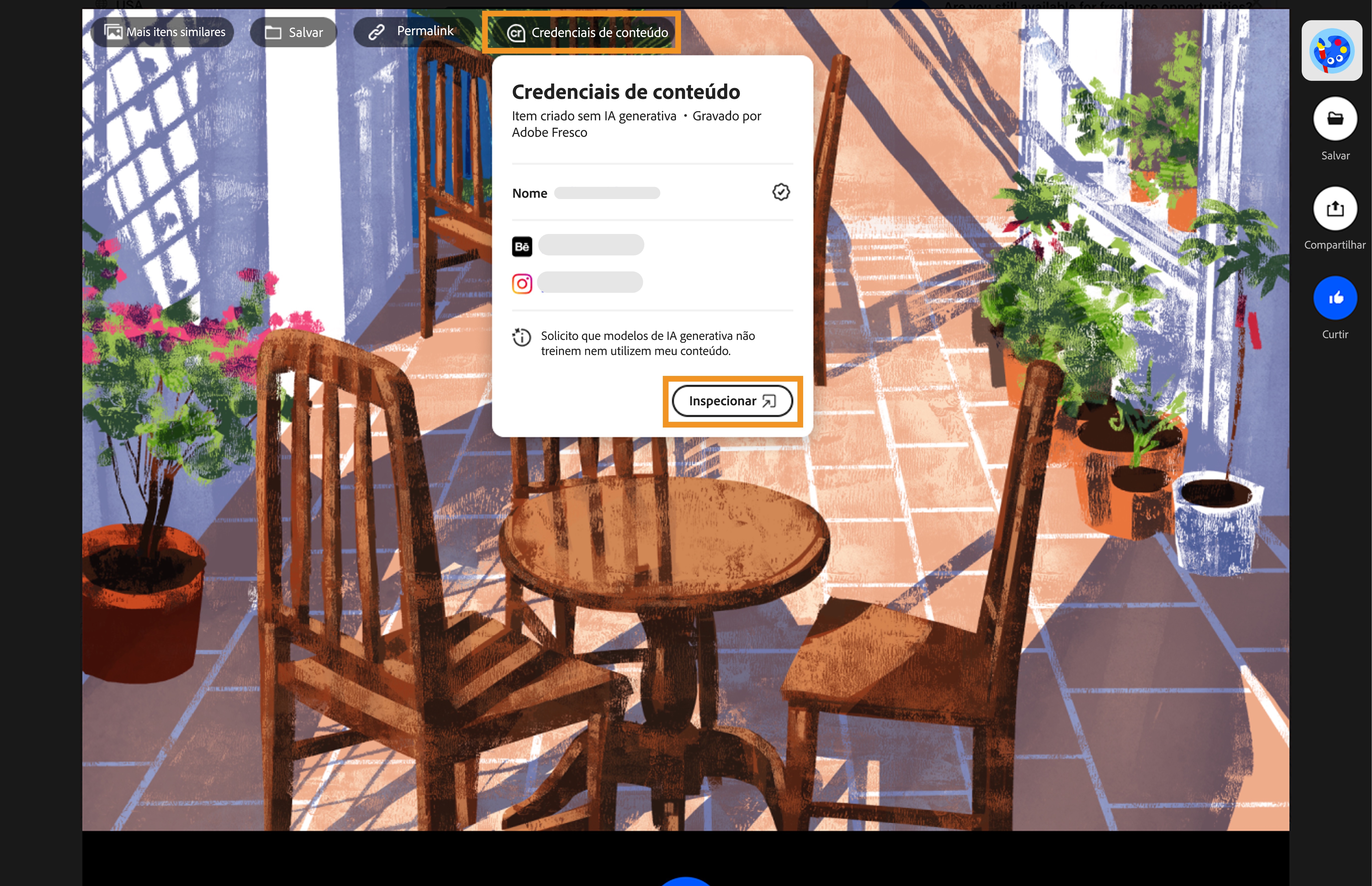 Content Credentials no Behance
