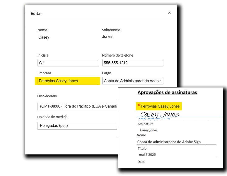 company_pair Perfil de usuário destacando o campo Empresa
