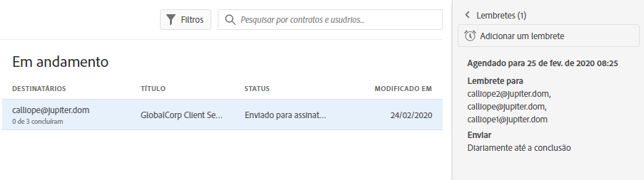 Lembrete existente