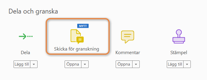 Alternativet Skicka för kommentarer i fönstret Verktyg