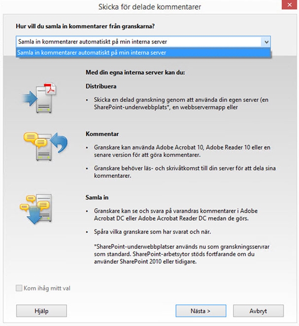 Samla in kommentarer på en intern server