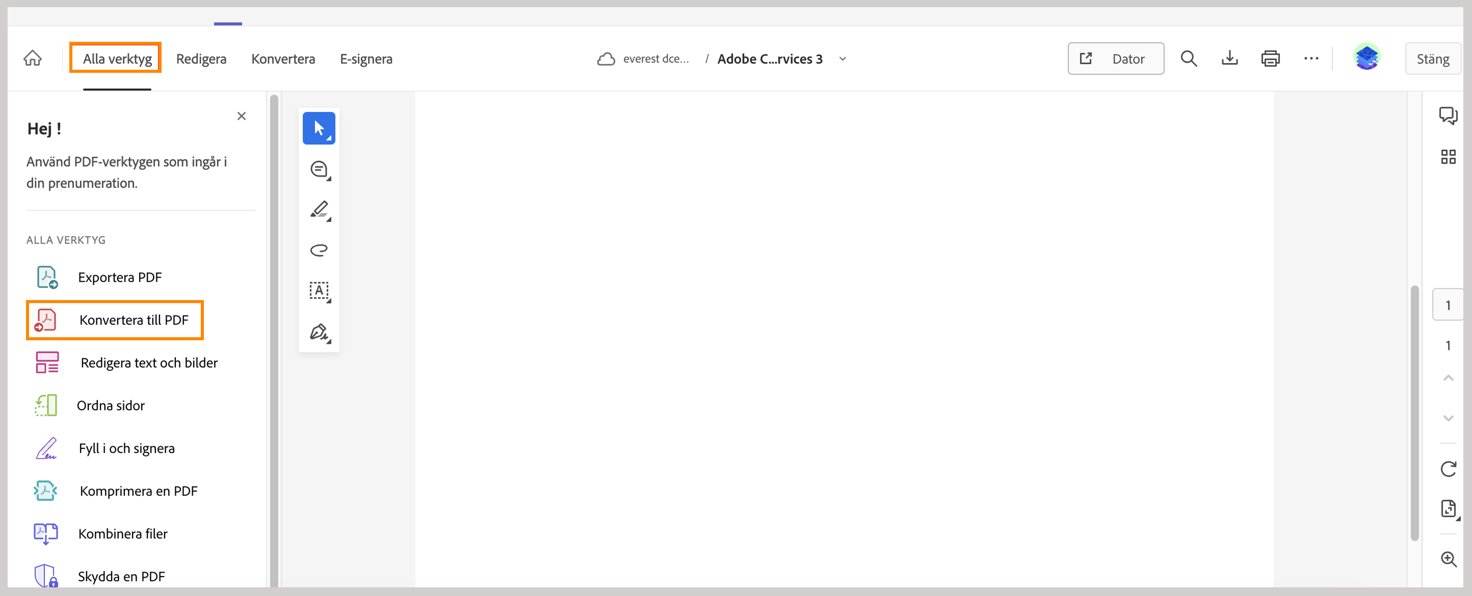 Skapa PDF från förhandsgranskning