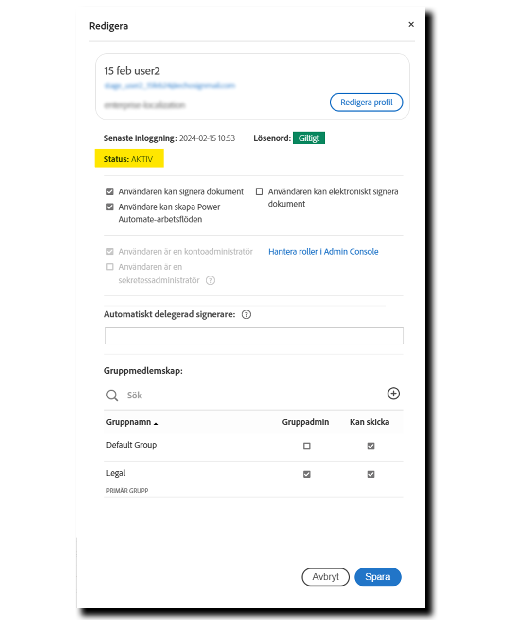 edit_-_status Användarprofil med Användarstatus markerat