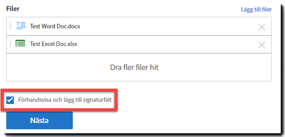 Alternativet Förhandsgranska är aktiverat