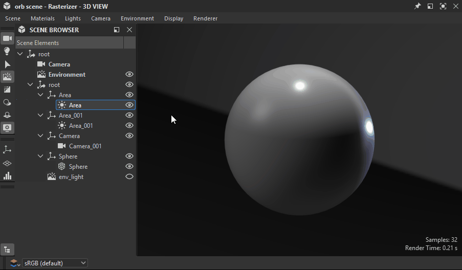 Scene browser - Toggling light visibility Scene browser - Toggling light visibility