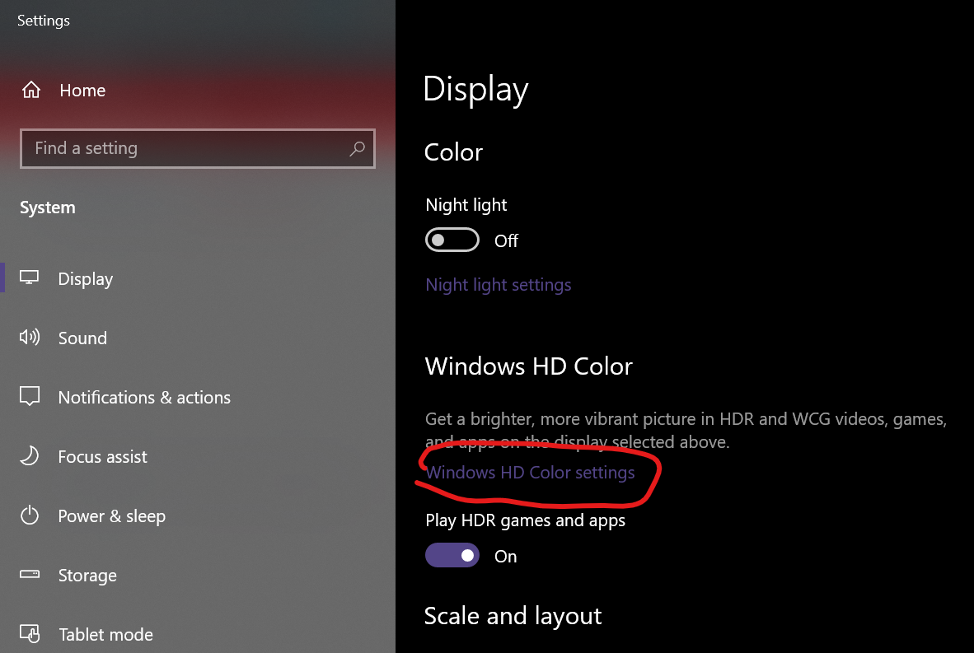 Configuración de color de alta definición de Windows Configuración de color de alta definición de Windows
