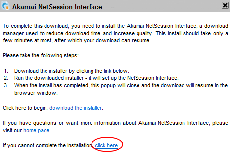 Alternate download link in Akamai